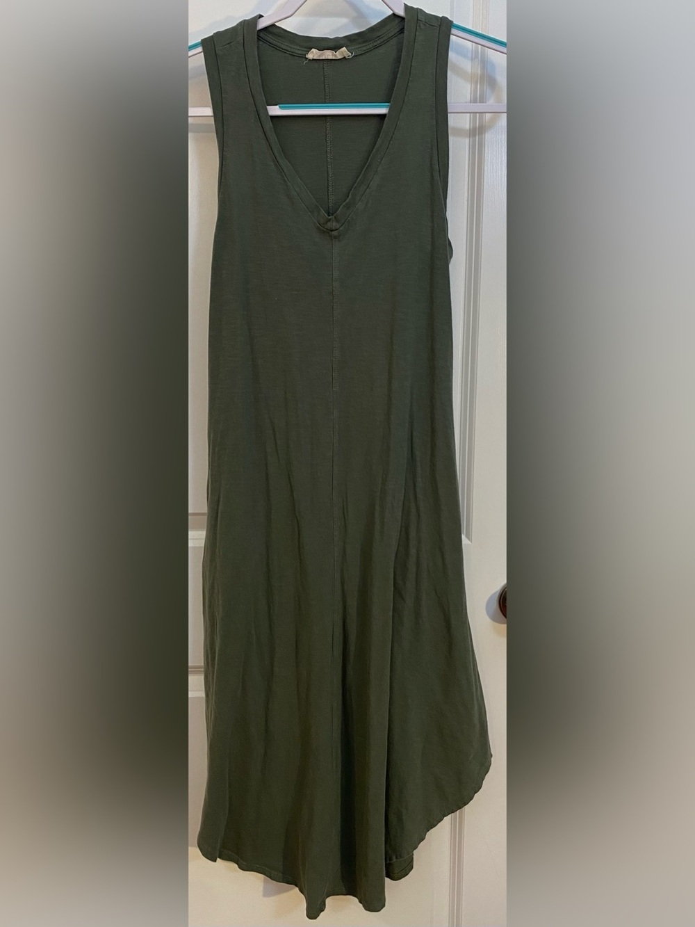 Jolie Racerback Maxi Sundress No Size Measures Sz Small Olive Green V-neck